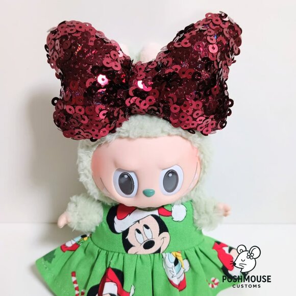 Disney Mickey Holiday Christmas Dress with Sequin Bow Labubu Outfit - Picture 6 of 7